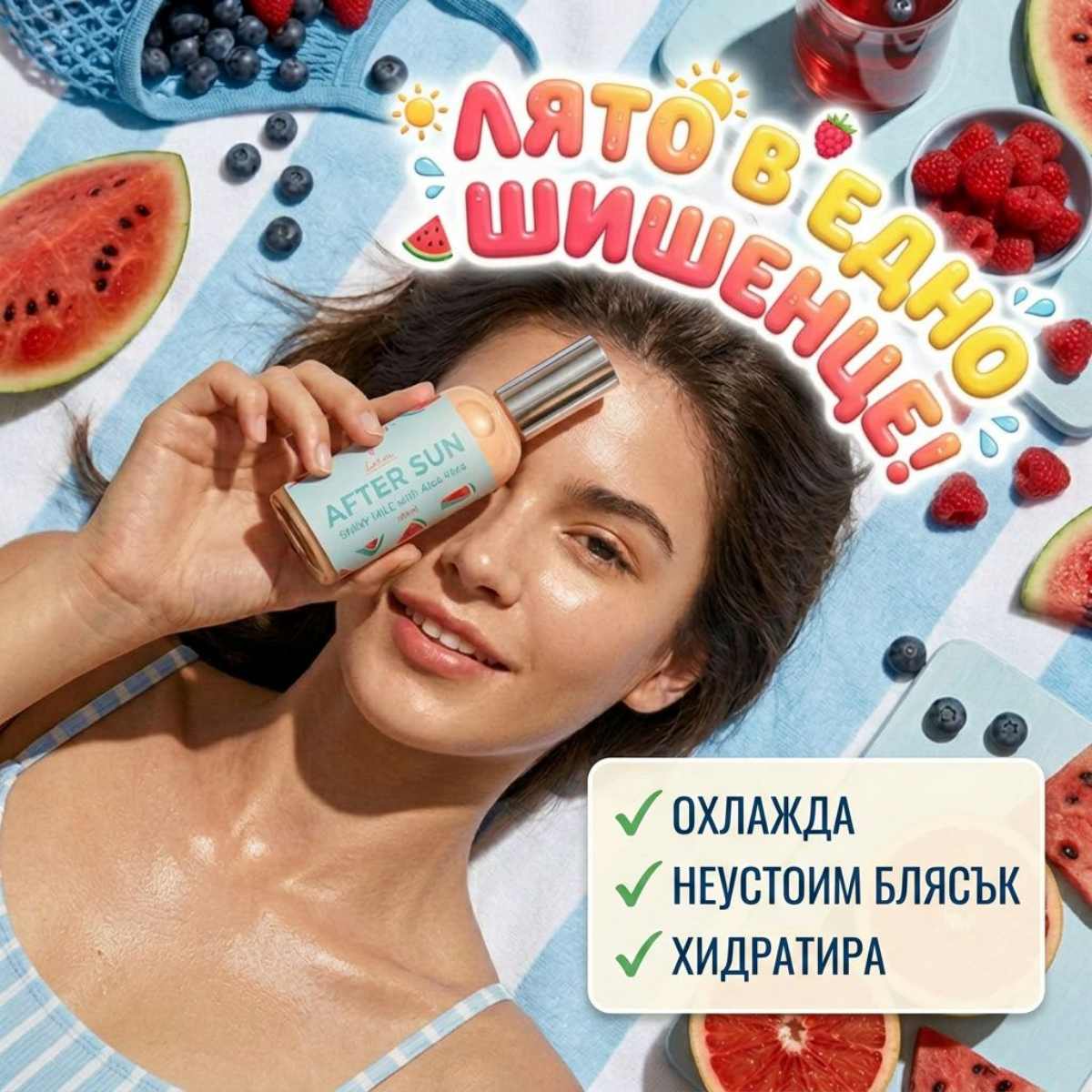 After Sun Milk with Aloe Vera - с блестящи частици 100мл