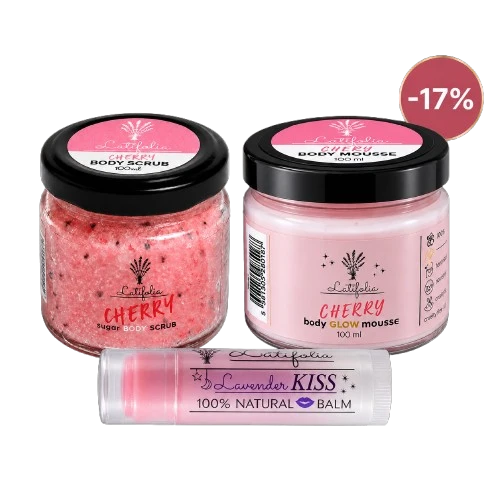 Cherry Body Scrub, Cherry Body Mousse и Lavender Kiss от Подаръчна Кутия М Череша, с 17% отстъпка
