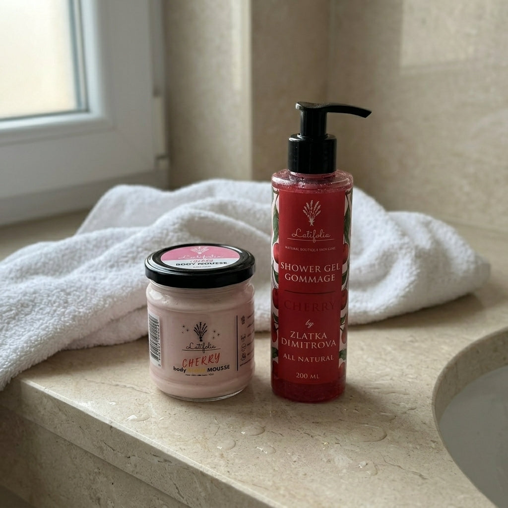 CHERRY GLOW RITUAL, на прозореца в банята